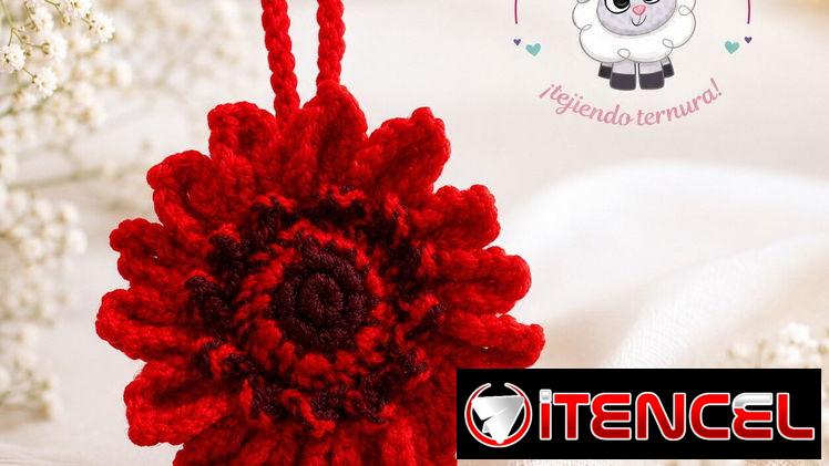 Colgante “Girasol Rojo”a crochet