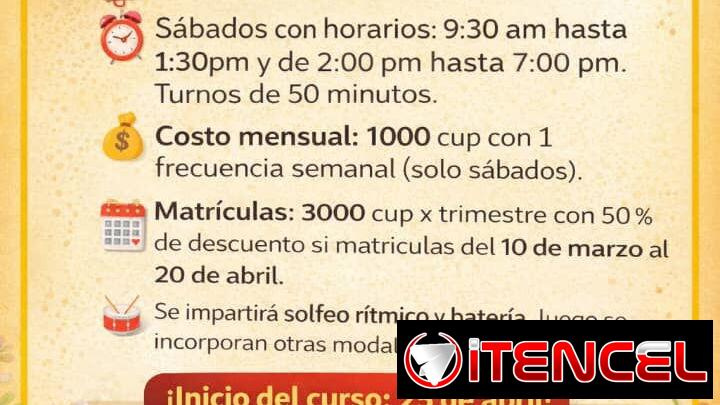Curso de percusión para niños y jóvenes. Habana Vieja