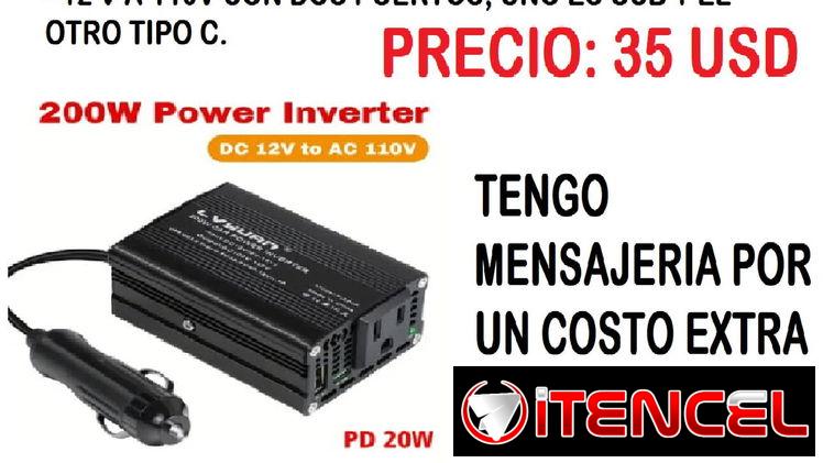 TENGO EL BUEN INVERSOR DE CORRIENTE DE 200W  PARA AUTOS. TENEMOS MENSAJERIA