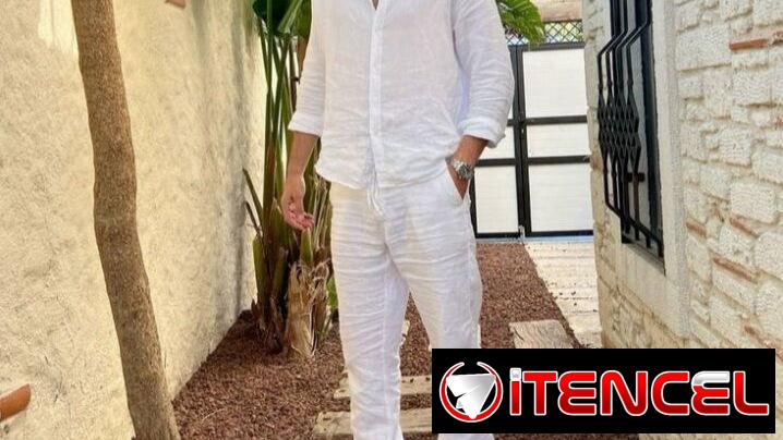 Camisas,pantalones, de la ropa de lino y sandalias prácticas 58547627