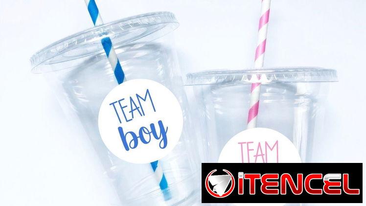 Artículos personalizados para revelación de sexo : llaveros Pullovers toppers vasos gorras carteles