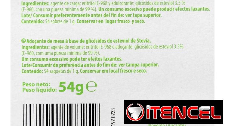 Edulcorante stevia 54 sobres (6usd)