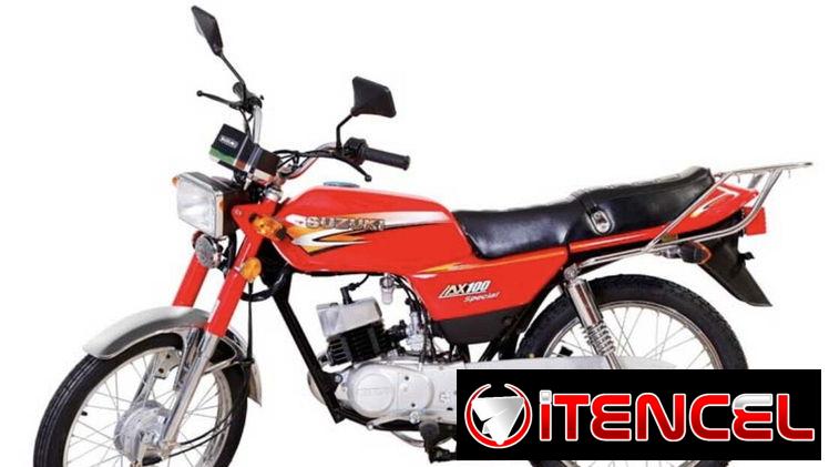 Motor* Suzuki AX100  – Tipo: Monocilíndrico, 2 tiempos – Cilindrada: 98 cc – Diámetro por carrera: 50×50 mm