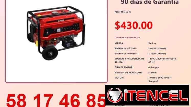 PLANTA ELÉCTRICA DE GASOLINA / GAS  3000W SANKEY