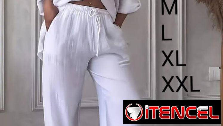 Conjunto de pantalón y blusa blanco de mujer