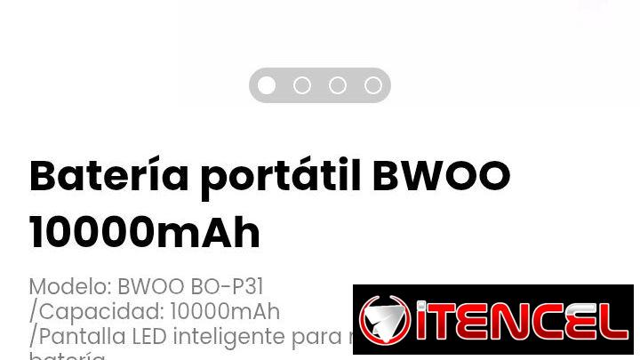 Batería portátil BWOO 10000mAh. Modelo: BWOO BO-P31