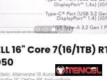 DELL 16″ Core 7(16/1TB) RTX 5050. Modelo: Alienware 16 Aurora AC16250