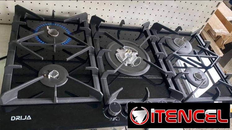 Cocina de gas empotrada Drija de 5 hornillas modelo TOSCANA 90 Vidrio Templado Negro Precio $280 USD Mensajería Incluida
