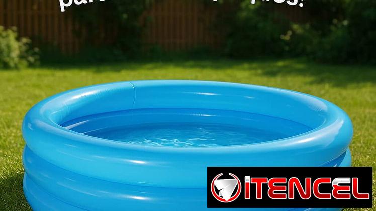 Presentamos nuestra Piscina Inflable Azul Cristal, perfecta para niños mayores de 2 años 👶💦