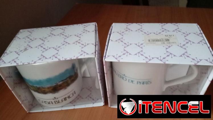Jarra de ceramica blanca muy elegante con imagen antigua de Casablanca