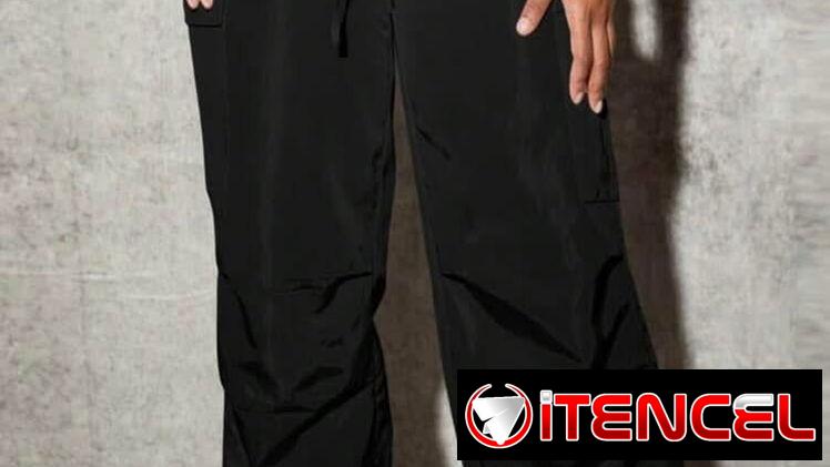 Pantalón de tela negro ancho
