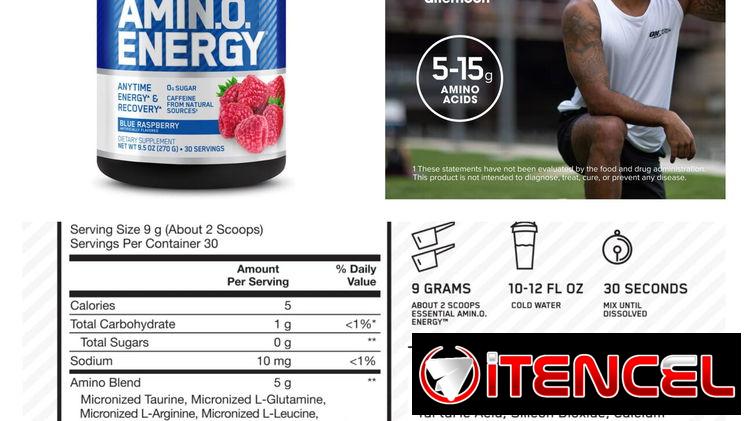 Amino energy 30 servicios, pomo sellados varios sabores