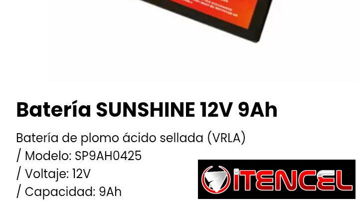 Batería SUNSHINE 12V 9Ah. Nueva
