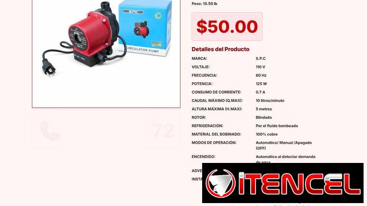 El Presurizador S.P.C de 125W más Potente para Redes de Agua de 110V VPT#-0253