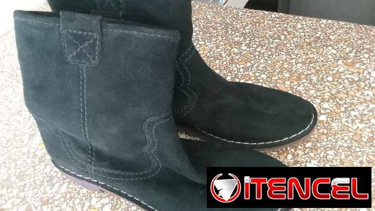 Zapatos negros de mujer – Botas altas de gamuza – Calzado elegante femenino – Botín clásico mujer – Zapato urbano suela