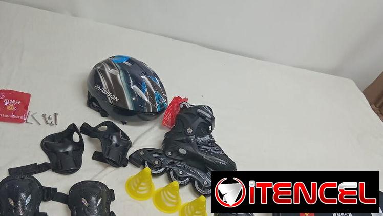 🛼 SET COMPLETO 🛼 DE PATONAJE. PATINES LINEALES + CASCO + RODILLERAS+ CONOS. TL 54833699