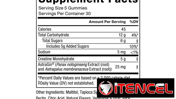 * Force Factor Creatine Monohydrate Gummies – 150 Gummies (5g por porción)
