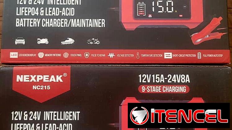 🪫 Cargador Inteligente de Baterías, 12v 15Ah. 24v 8Ah. Compatible con LiFePO4 y Plomo Ácido. Cargador de 9 etapas.
