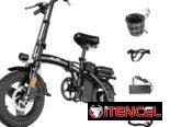 Bicicleta Eléctrica Plegable 14” 500W Pico 48V 12Ah 23MPH Compacta y Portátil