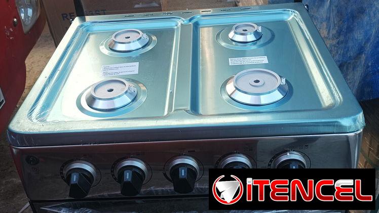 Cocina gas horno, Royal, 4 hornillas, 24″, magneto, luz en el horno, tapa de cristal -mensajería gratis y