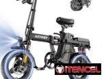Bicicleta Eléctrica Plegable 14” 1200W 24MPH Batería 48V 10Ah Suspensión y Frenos de Disco