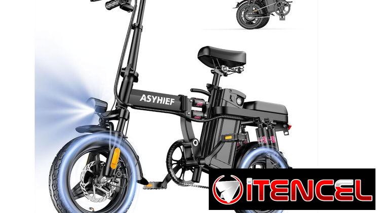 Bicicleta Eléctrica Plegable 14” 1200W 24MPH Batería 48V 10Ah Suspensión y Frenos de Disco