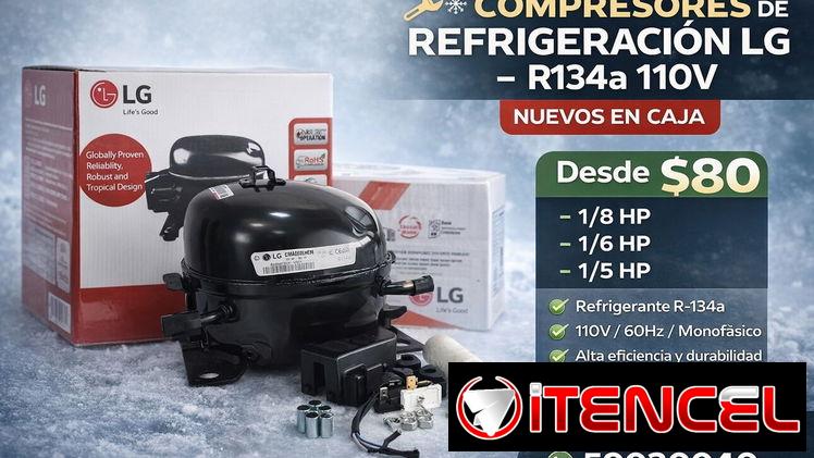 Máquina de refrigeración ‘LG’ compresor de frío 1/8Hp – 1/6Hp – 1/5Hp R-134a (110V/60Hz) nuevos + kit de instalación.