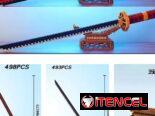 Construcción Lego. Katanas Lego. Bases Lego.