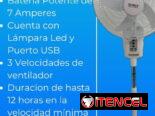 Ventilador recargable marca SANKEY   🔋Batería de Litio  💠Lámpara Led y Puerto USB para carga
