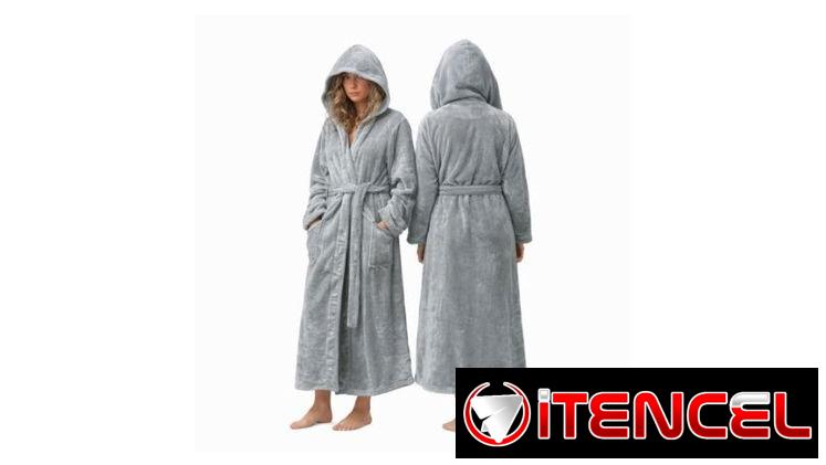 ALBORNOZ UNISEX AFELPADO CON CAPUCHA .