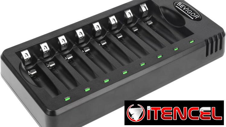 * Cargador inteligente BEVIGOR de 8 compartimentos con 8 baterias recargables incluidas(4AAA+4AA)