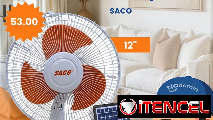 🌬️ Ventilador Recargable Solar SACO 12”☀️🔋 ¡Mantén la frescura y la iluminación incluso durante los apagones!