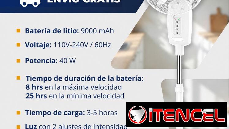 *🔹Ventilador de Pedestal Recargable 16″*