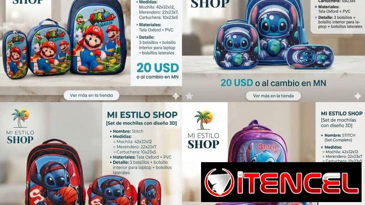 Mochila 20 usd. Trae tres piezas