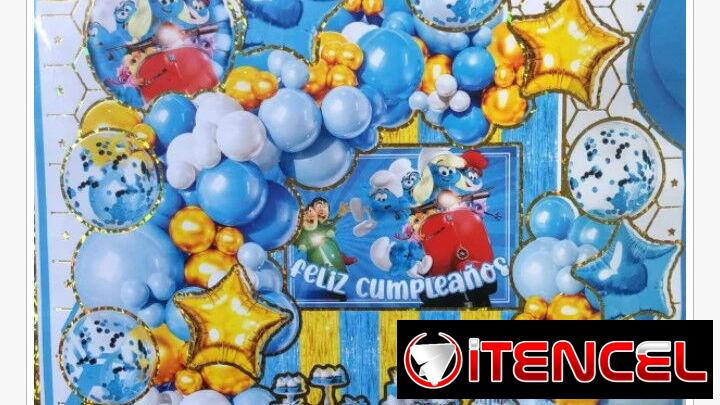 Set decorativo de 100 piezas tematico de los pitufos
