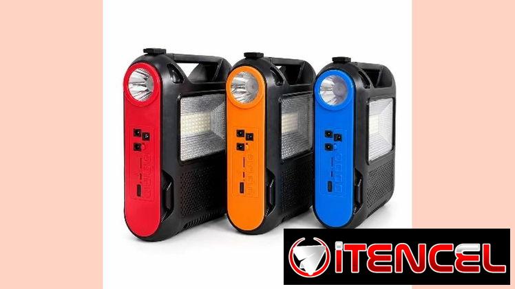 RADIO CON PANEL SOLAR, LINTERNA, BLUETOOTH Y LAMPARA LED