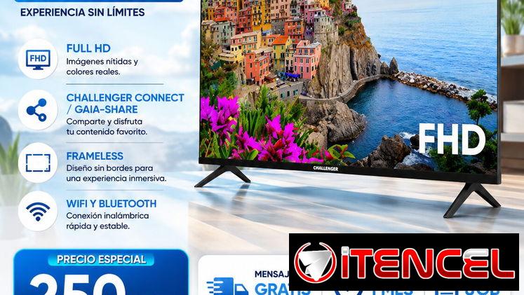 SMART TV CHALLENGER 43”,Full HD ,Android 14 , Challenger Connect / GAIA-Share ,2 Controles remotos + Oferta 8GB de dato