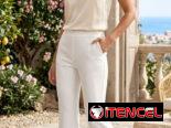 Pantalón campana blanco elastizado talla M/L 25usd