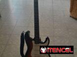 Guitarra eléctrica con bocina de amplificación
