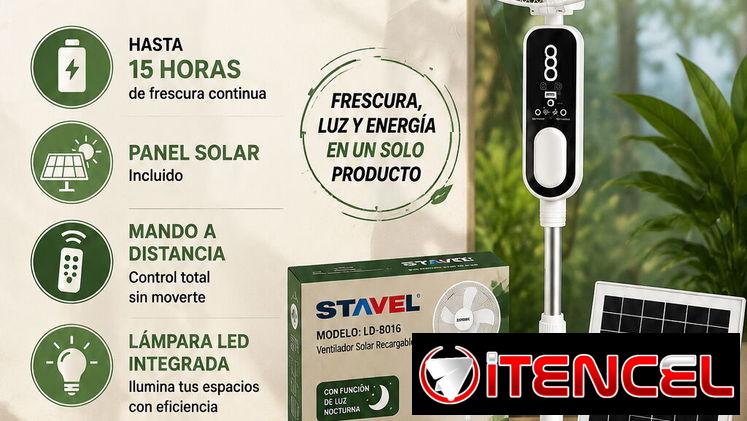 Ventilador Solar Recargable STAVEL (Modelo LD-8016)