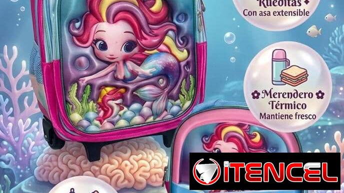 Mochila de 3 comparticiones con ruedita