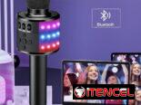Micrófono de karaoke BONAOK para niños y adultos – micrófonos Bluetooth con luces de disco, efecto eco, altavoz incorpor