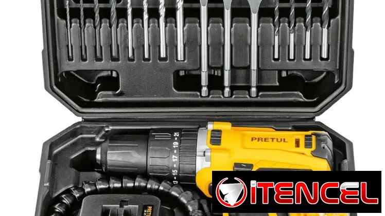 Kit rotomartillo/destornillador 1/2″, 20V con 32 accesorios PRETUL