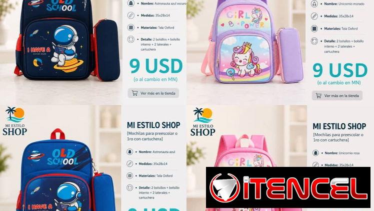 Mochilas y merenderos térmicos para todas las edades serv de mensajeria costo adicional