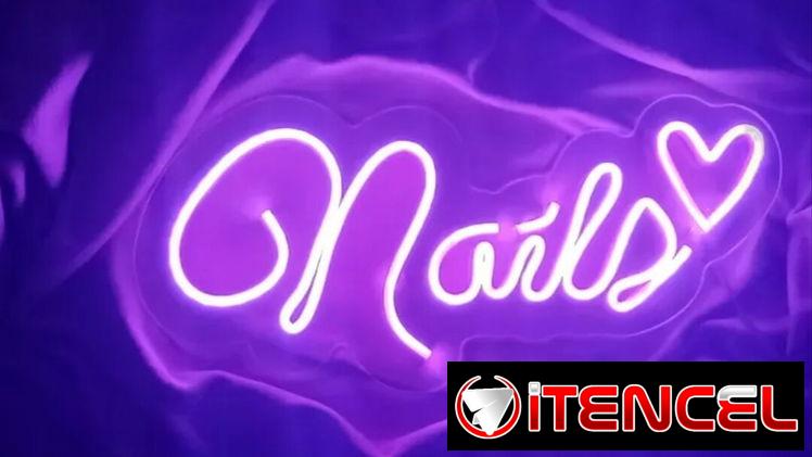 Cartel led neón Nails ❤️ 12V con transformador