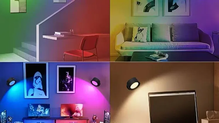 Set de 2 Lámparas LED de Pared Recargables RGBW