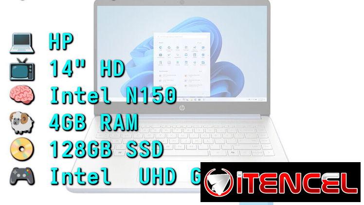 LAPTOP 🎁NUEVA🎁📦CAJA, HP (14-dq6012dx), 14″ HD Antireflejo, Intel N150, 4GB RAM, UHD Graphics, 128GB SSD, 10Horas
