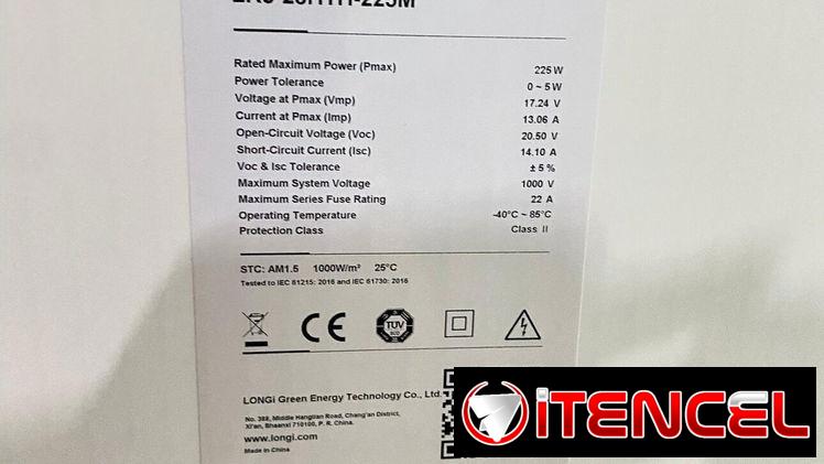 PANEL SOLAR LONGI 225W, Garantía de 1 mes, Entrega por un mínimo costo adicional para toda La Habana