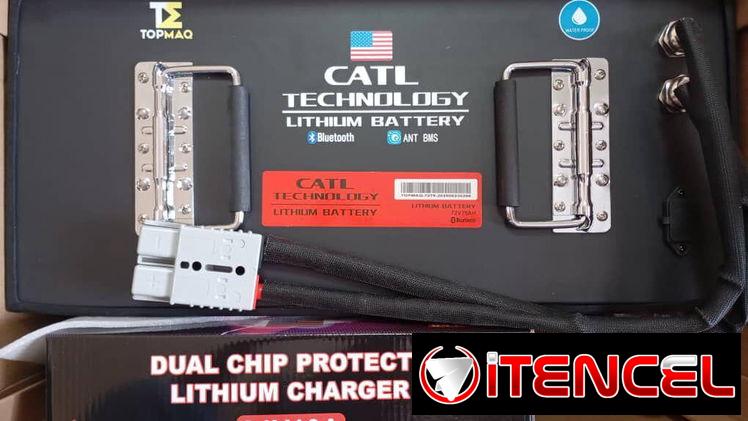 *Batería TOPMAQ CATL 72V 75ah*  Nueva edición Celdas prismaticas BMS ANT con Bluetooth Fusible de 100ah Cargador de 84v