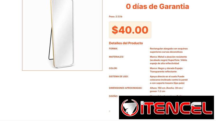 Precio y calidad en el Espejo de cuerpo entero de 152 cm de largo pro VPT#-0124